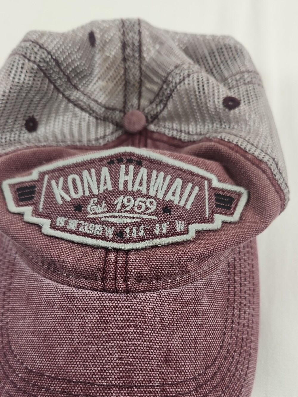 Legacy Kona Hawaii Embroidered Patch Snap Back Baseball Cap Gray Maroon